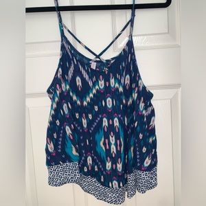 Xhilaration Blue Tribal Aztec Strappy Top